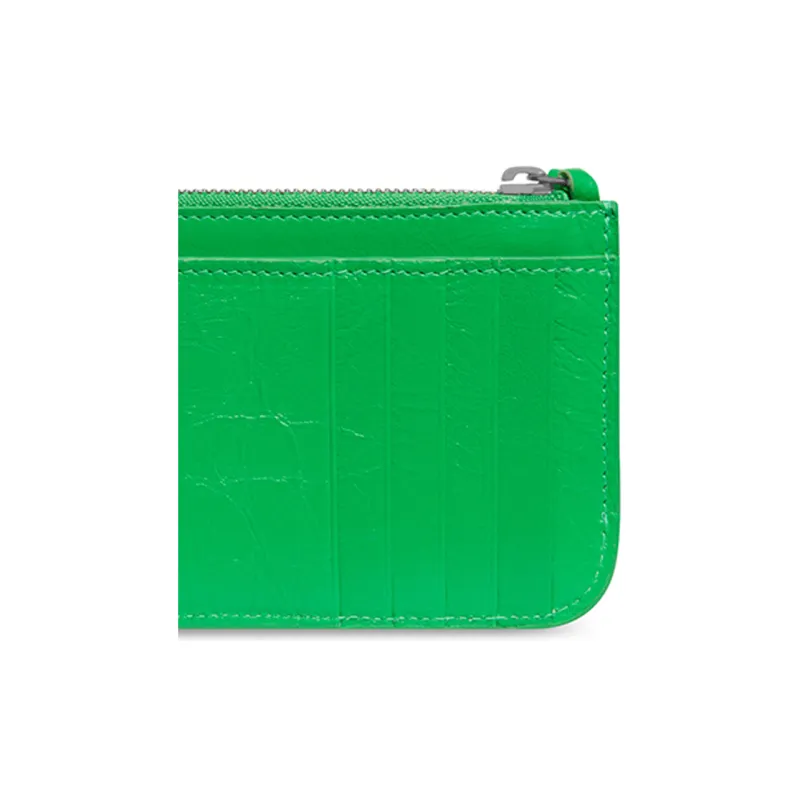 Balenciaga Le Cagole Lambskin Wallet Coin Purse Card Holder Women's Green-3