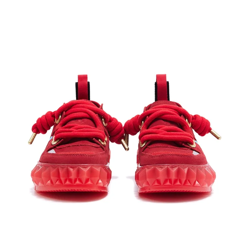 OETZI Low Top Skateboard Shoes Unisex Red-3