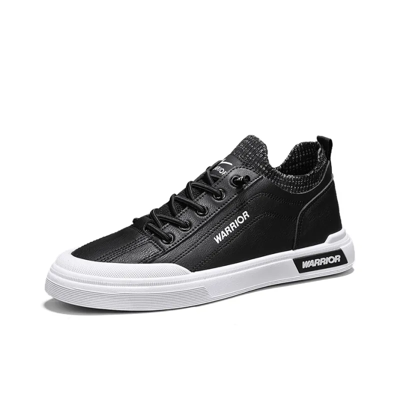 Warrior Slip on Slip on Shoes Abrasion Resistant Lightweight Slip Resistant Low Top Skateboard Shoes Men Black White-2