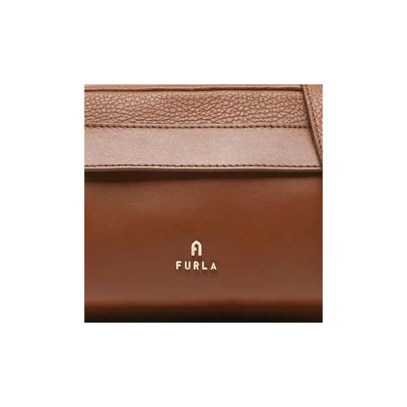 Furla Favola Grained Leather Camera Bag Handbag Shoulder Bag Crossbody Bag Medium Size Women's Brown-3