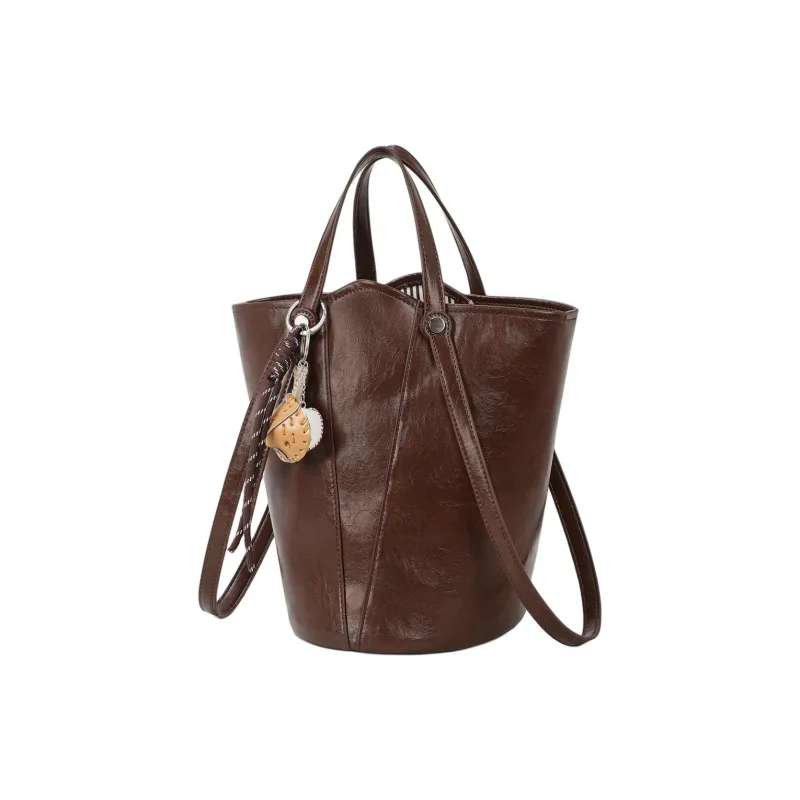 MILLIE'S Synthetic Leather Handbag Tote Regular Women's Brown Coffee-1