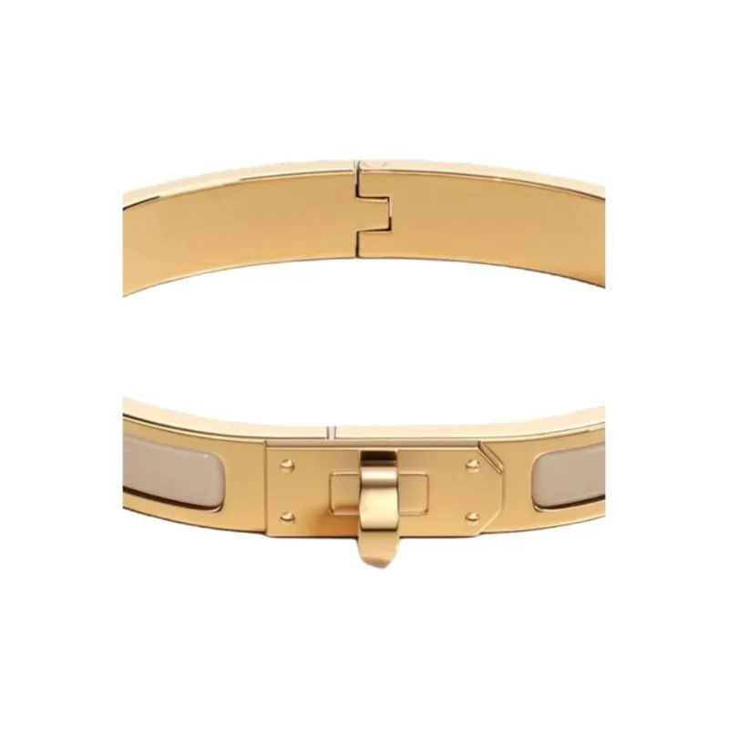 HERMES Enamel Bangles Women's Gold-2