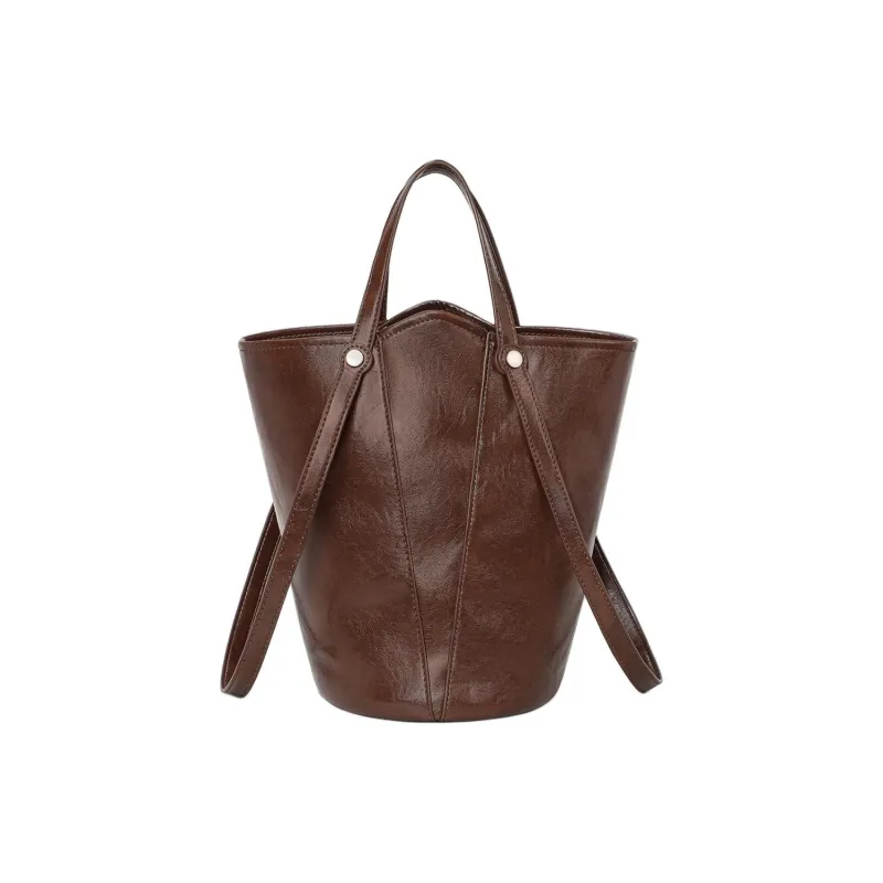 MILLIE'S Synthetic Leather Handbag Tote Regular Women's Brown Coffee-3