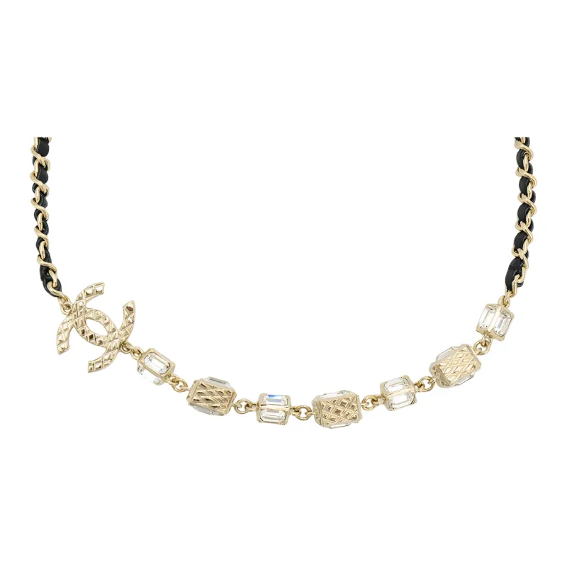CHANEL Rhinestone Necklaces Women's Gold-2
