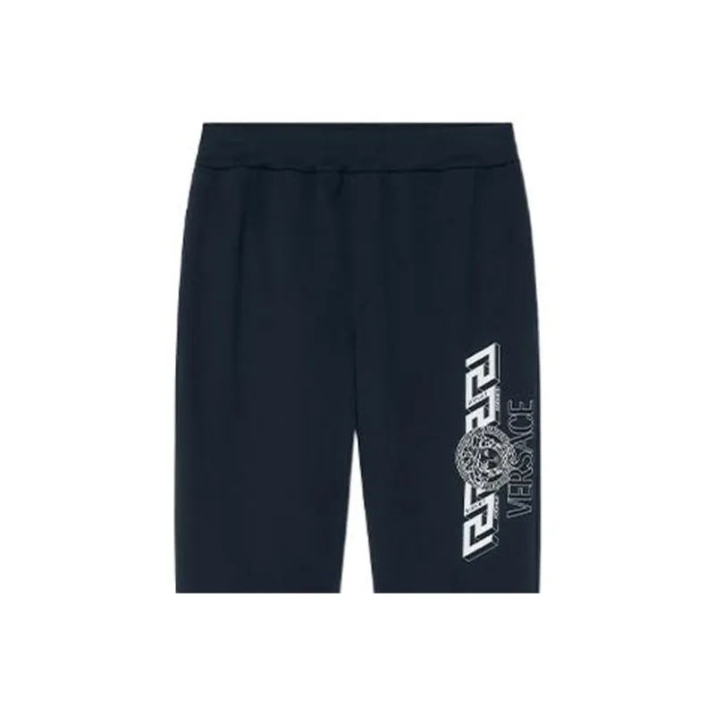 VERSACE SS22 Knitted Sports Pants Men's Dark Blue-4