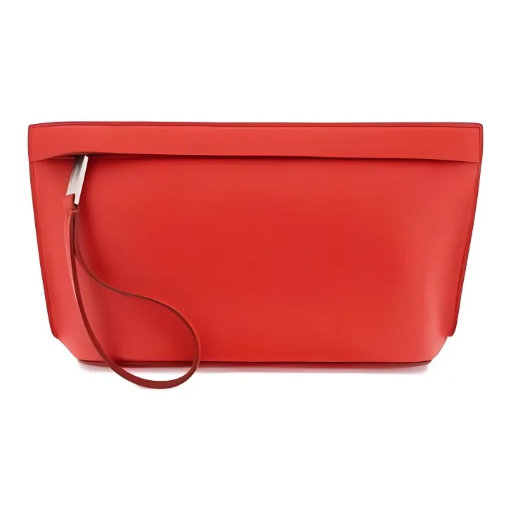 FERRAGAMO Grained Cow Leather Clutch Men's Red-2
