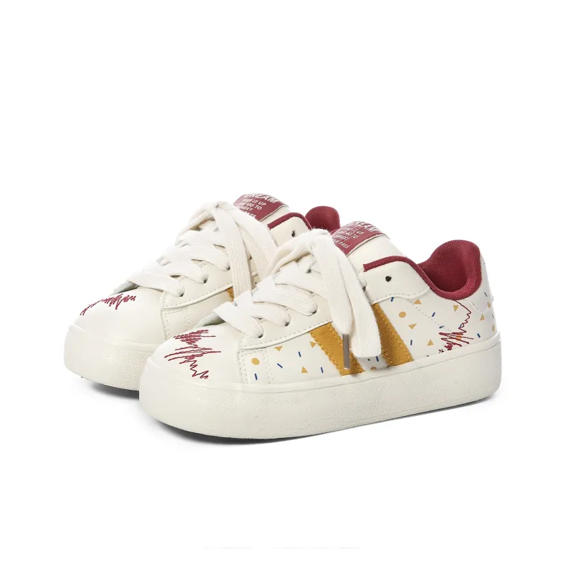 Lovely You Wear resistant And Lightweight Low Top Skateboard Shoes Women's Red Yellow-1