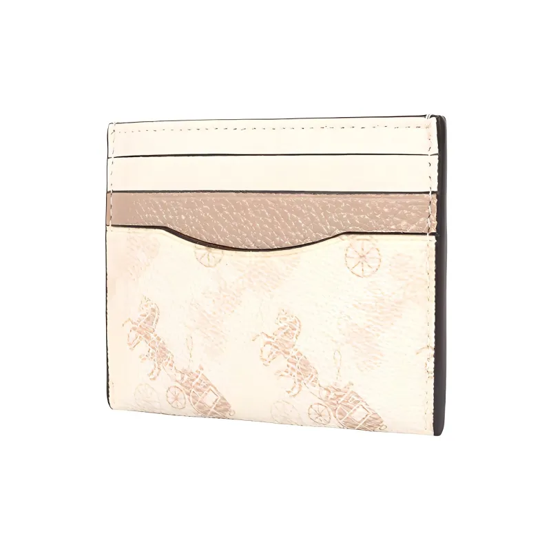 COACH Card Case PVC Polyvinyl Chloride Coin Purse, Card Holder Trumpets Women's White Print-1