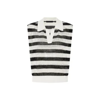 MOCO Knitwear Women's White Black Stripes