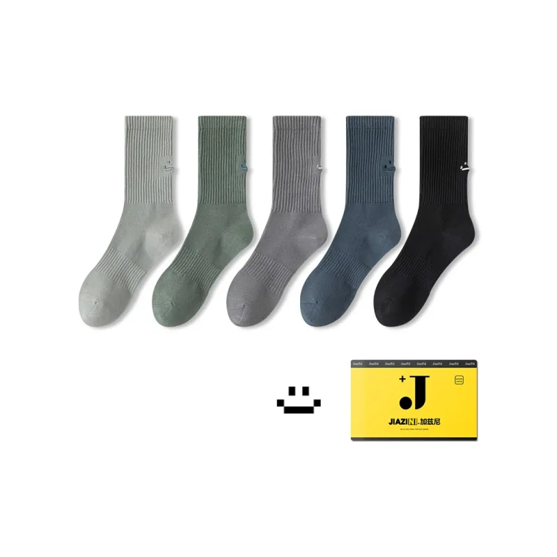 JIAZINI Mid Calf Socks Men's 5 Pack-21