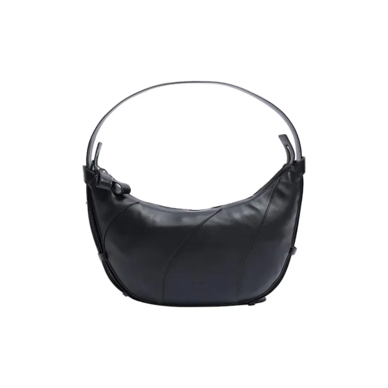 Shinpos Cow Leather One Shoulder Handbag Crossbody Bag Regular Unisex Black-2