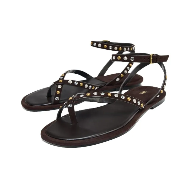 ZARA One Strap Sandals Women's Brown-2