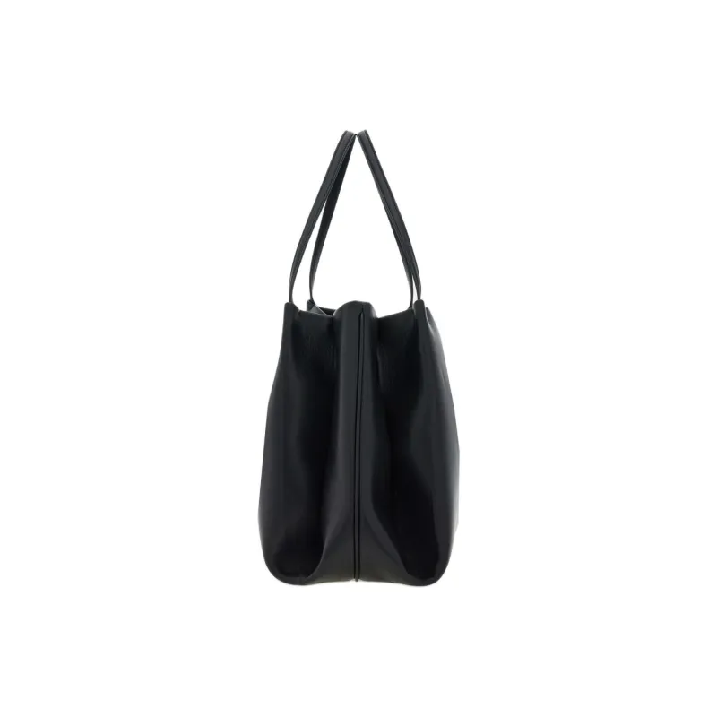 FERRAGAMO GANCINI Calfskin Tote Bag Shopping Bag Handbag Medium Size Women's Black-1