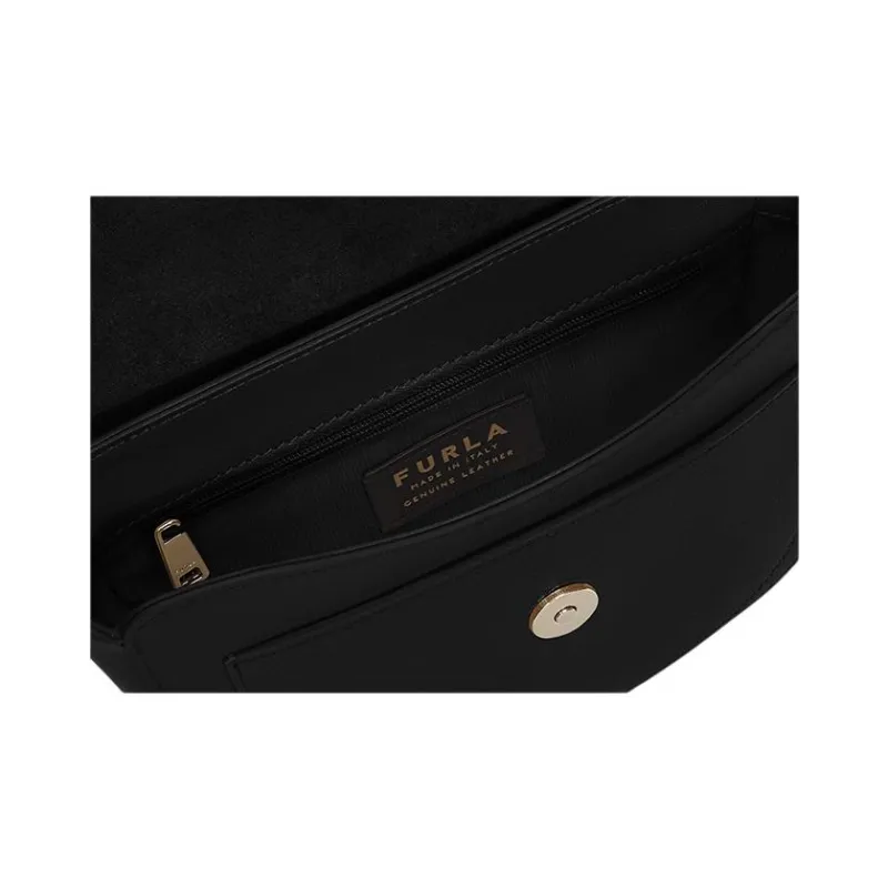 Furla Miss Mimi Collection Cow Leather Saddle Bags Shoulder Bags Mini Women's Black-4