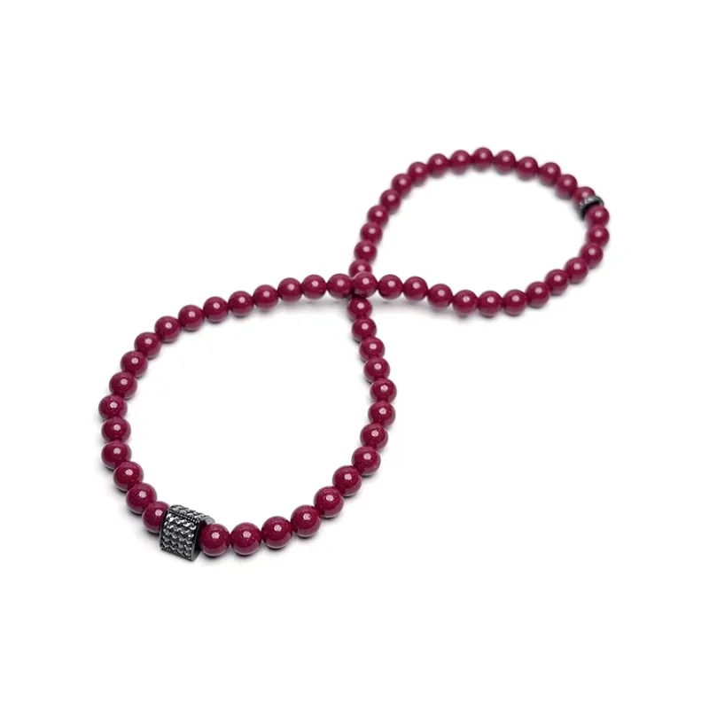 MOUNTAINS AND MANS Cinnabar New Chinese Style Stackable Good Luck Beaded Bracelet Unisex-11
