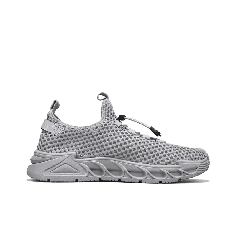 Warrior Lazy Slip on Cushioned Wear Resistant Lightweight Breathable Slip Resistant Low Top Casual Shoes Men's Gray-1