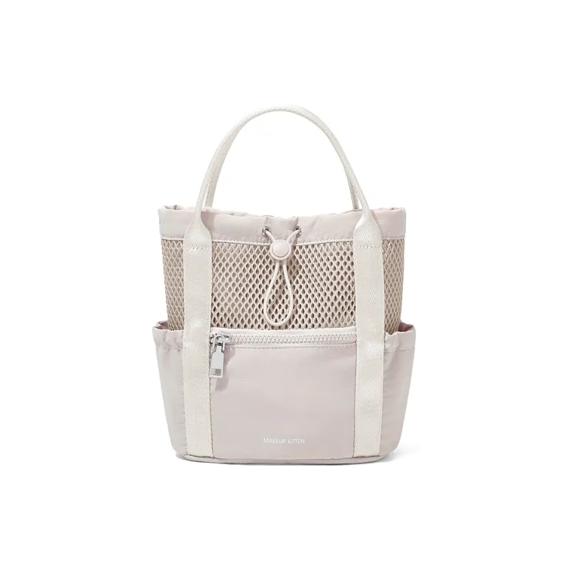MAKEUP KITTEN Nylon Fabric Synthetic Leather Cute Crossbody Handbag Mini Backpack Women's Khaki-1
