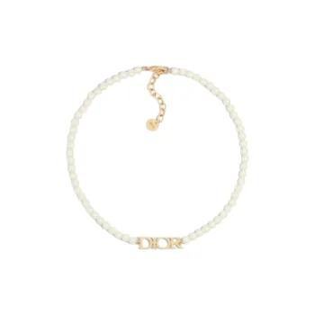 DIOR Resin, Metal Necklaces Women's White