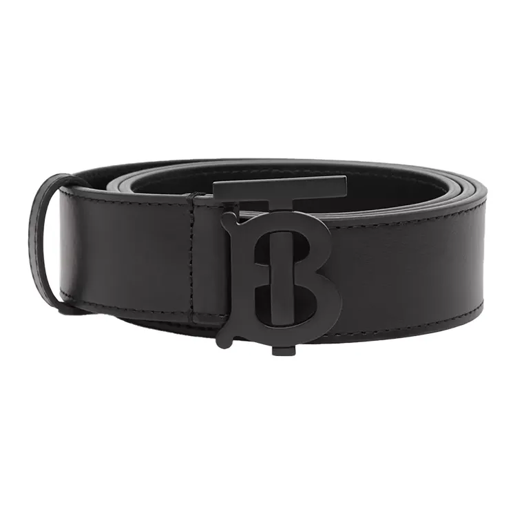 Burberry Matte TB Logo Pattern Leather Leather Belts Men's Width 3.5CM-1