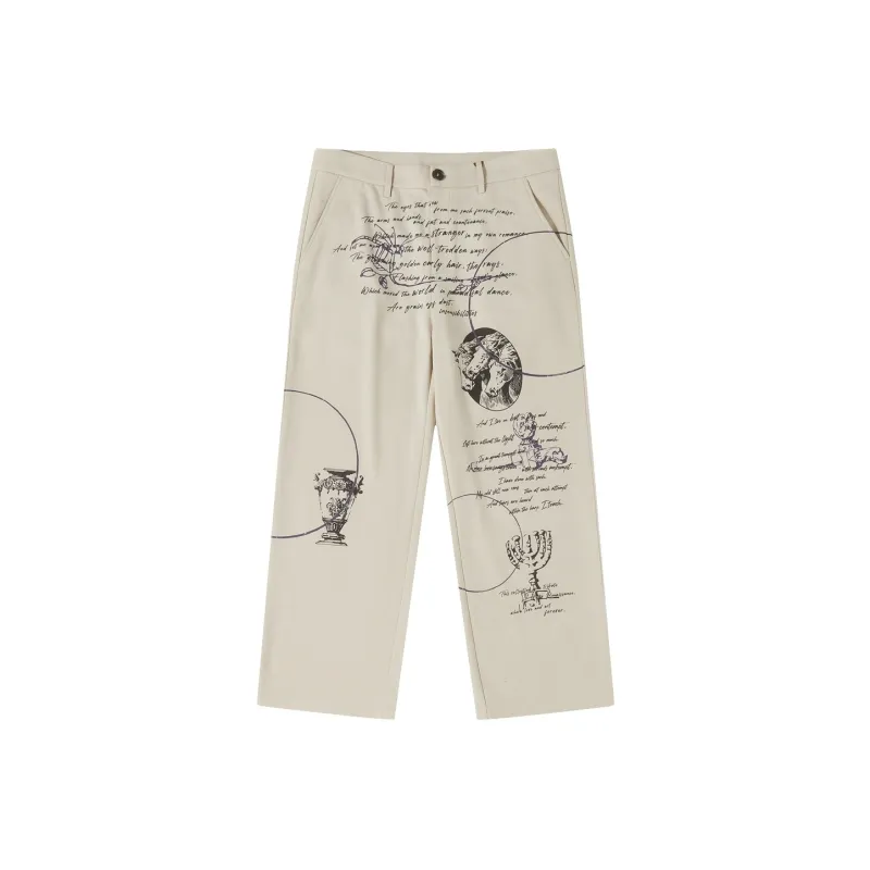 GF Ferré Casual Pants Unisex Brown With Print-0