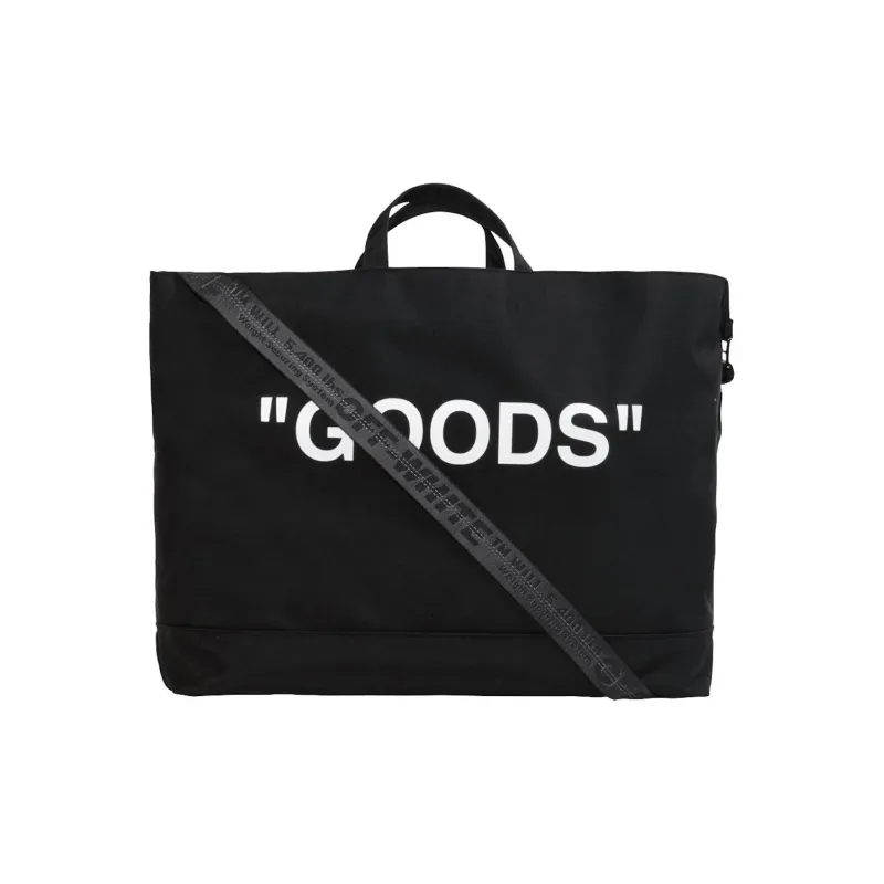 OFF-WHITE Polyester Tote Bag Shopping Bag Crossbody Handbag Unisex Black White-0
