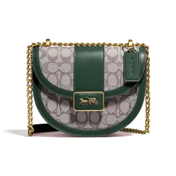COACH Alie Cow Leather Saddle Bag Crossbody Shoulder Bag Small Size Women's Green