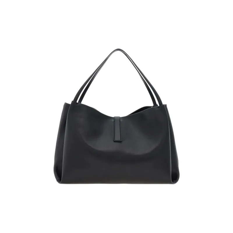 FERRAGAMO GANCINI Calfskin Tote Bag Shopping Bag Handbag Medium Size Women's Black-2