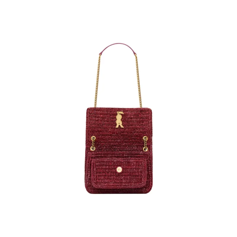 SAINT LAURENT Niki Raffia Shoulder Bag Mini Women's Raspberry Pink-3