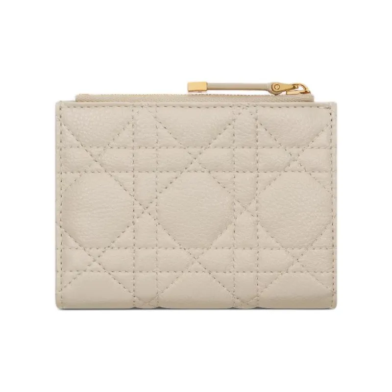 DIOR Caro Calfskin Wallet Women's Beige & Mint Green-2