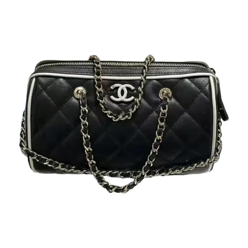CHANEL Lambskin Crossbody Bag, Shoulder Bag Trumpets Women's Black-4