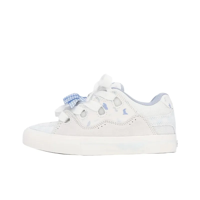 Yalu Wear resistant And Lightweight Low Top Skateboard Shoes Women's Cream Blue-6