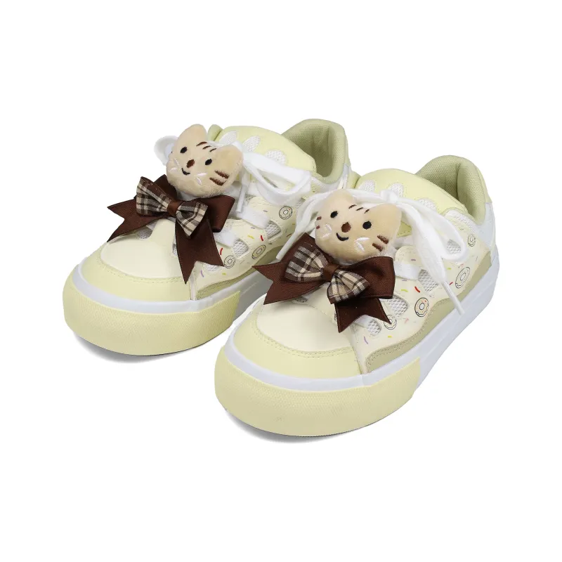 B10CROWN Wear resistant Lightweight Breathable And Non slip. Low Top Skateboard Shoes Women's Cream Donut-3