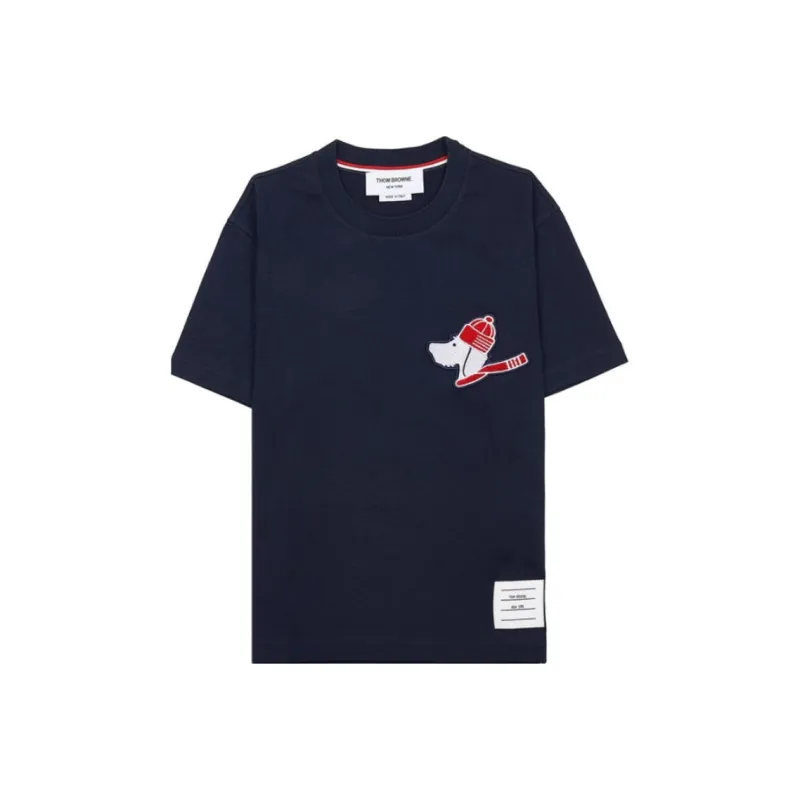THOM BROWNE Festive Jersey Short Sleeved Button Hector T Shirt-0