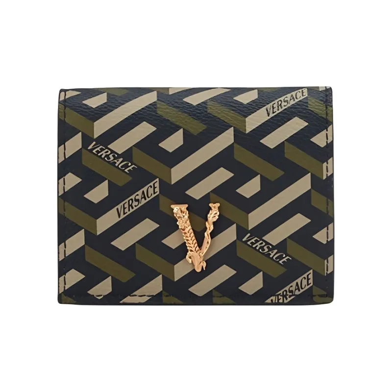 VERSACE VERSACE Leather Card Holder Wallet Women's Multicolor-0