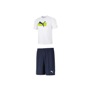 PUMA Casual Sportswear Men Set White Top+Navy Blue Shorts