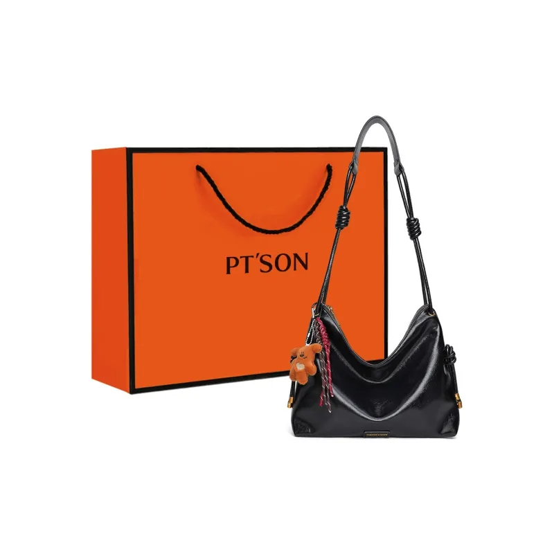 PT'SON Synthetic Leather Underarm Crossbody Bag, Shoulder Bag Regular Women's Coffee/Black-7