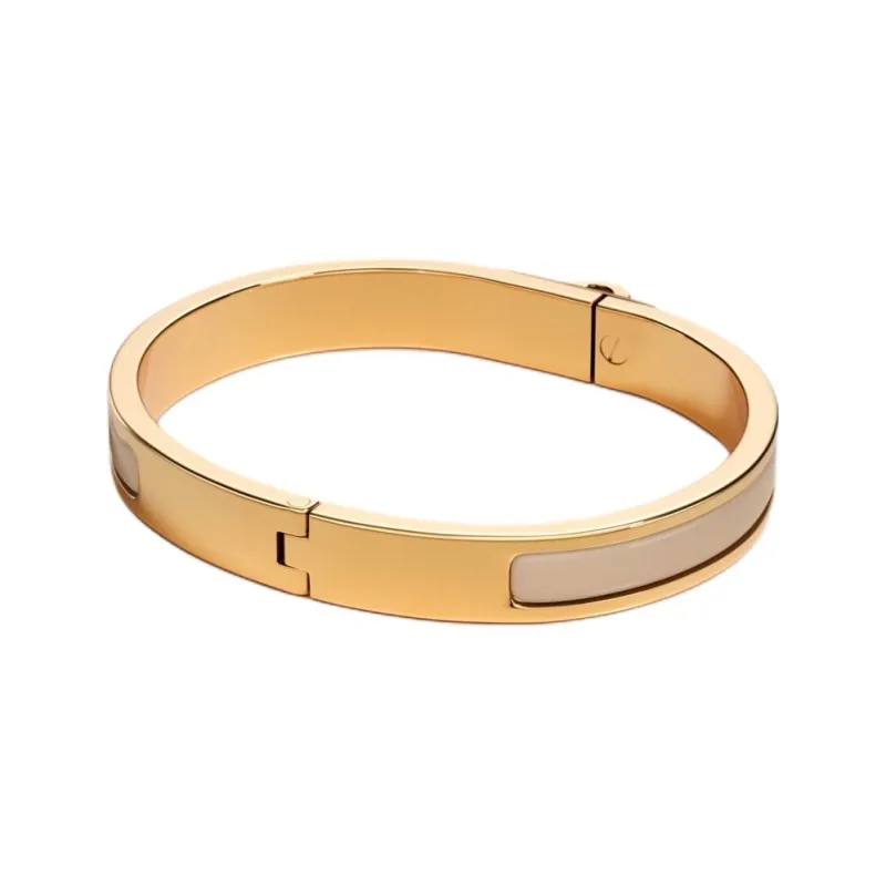 HERMES Enamel Bangles Women's Gold-1