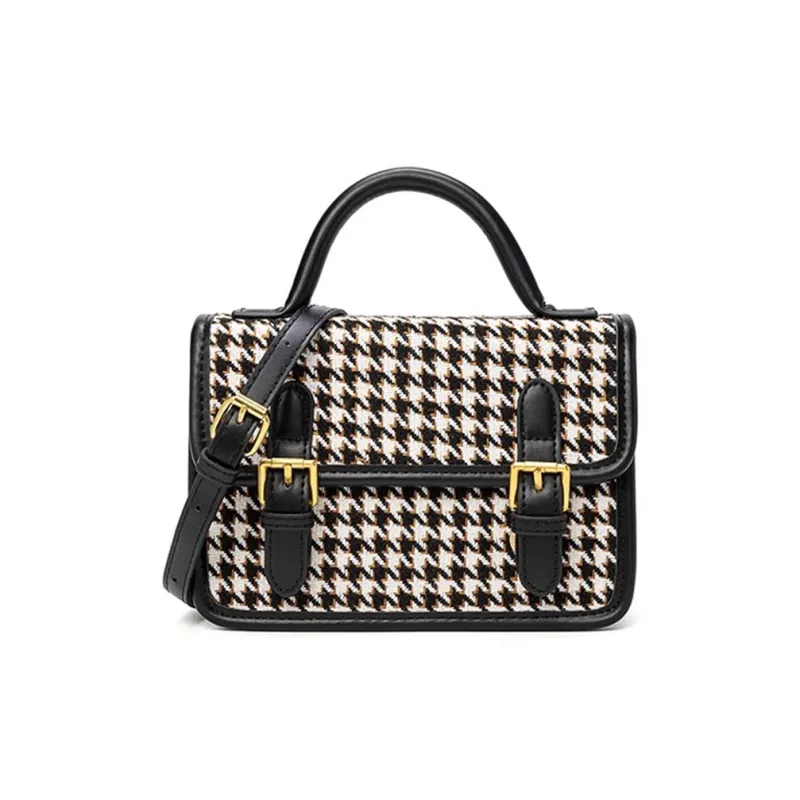 CLEVER& KETCH PU Messenger Bag Shoulder Bag Crossbody Bag Handbag Regular Women's Houndstooth Pattern-1