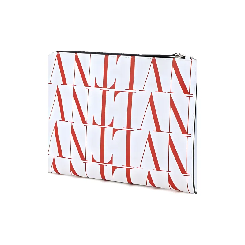 Valentino Leather Handbag Clutch Men's Red White-2