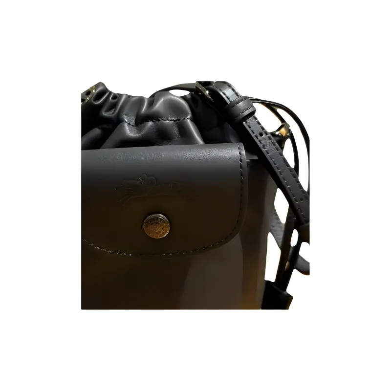 LONGCHAMP Le Pliage Xtra Cow Leather Bucket Bag, Shoulder Bag XS Women's Black-4