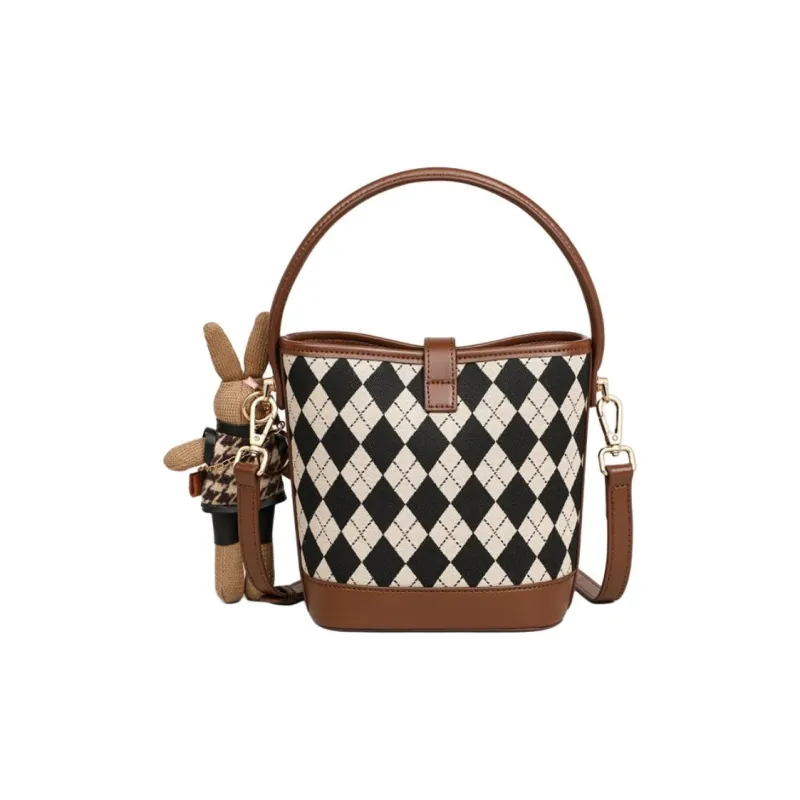 MILLIE'S Fabric Handbag, Shoulder Bag, Crossbody Bag Regular Women's Chessboard Coffee-3