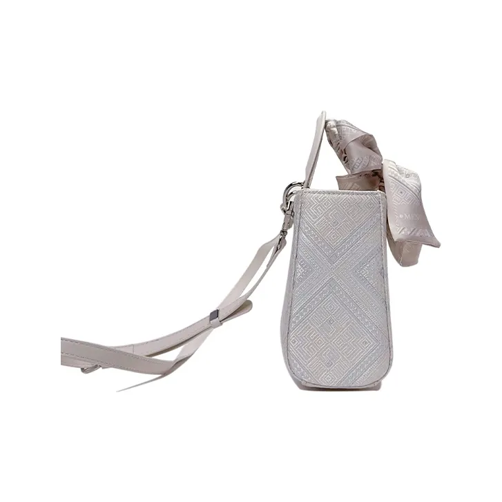 ESNSY Zhuangjin Lady Dior Bag, Shoulder Bag, Crossbody Bag, Handbag Women's Silver Purple/Pure White-9