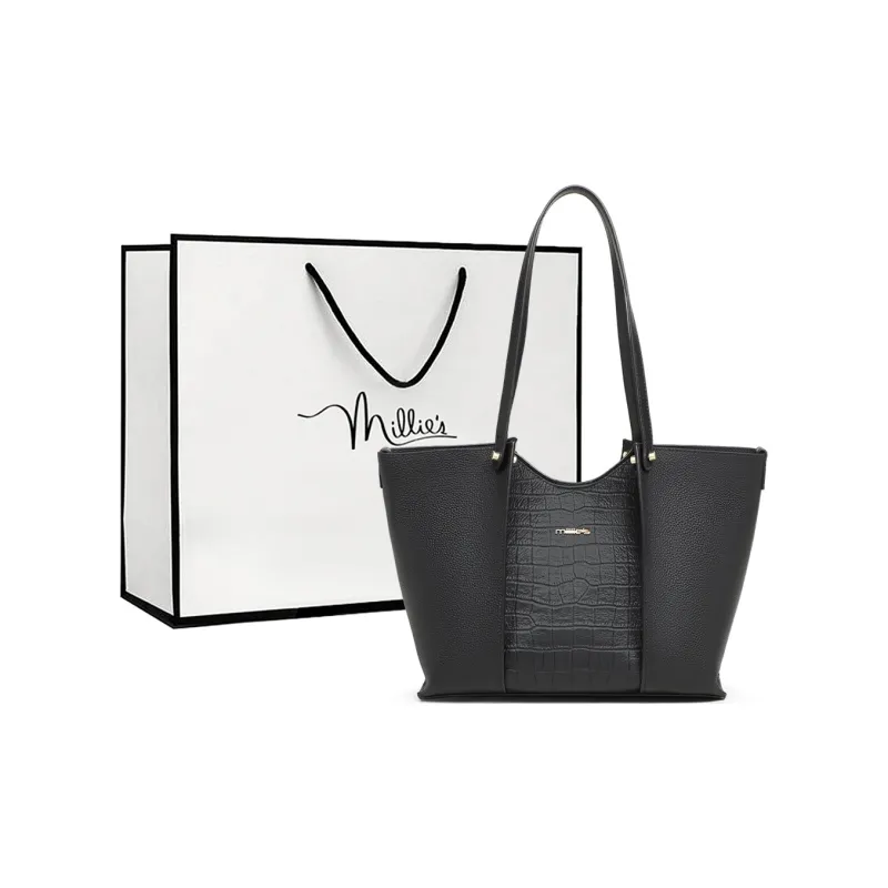 MILLIE'S Cow Leather Shoulder Bag Handbag Shoulder Bag Regular Women's Elephant Gray/Black-6