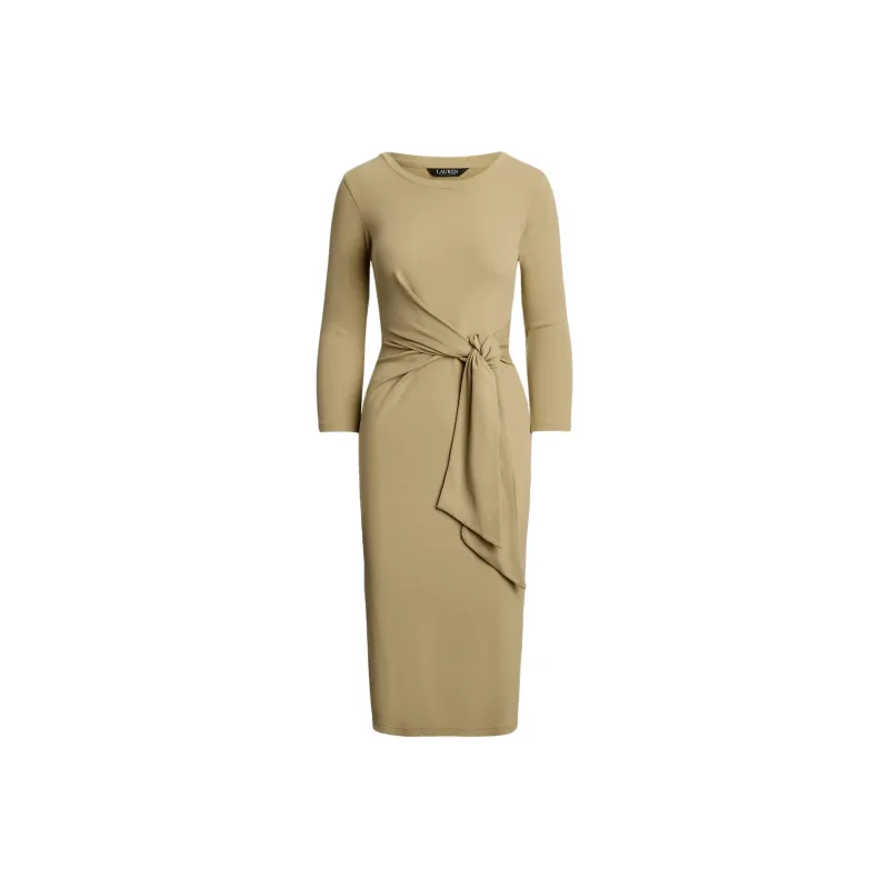 LAUREN RALPH LAUREN Long Sleeved Dress Women's Birch Brown Umber-0