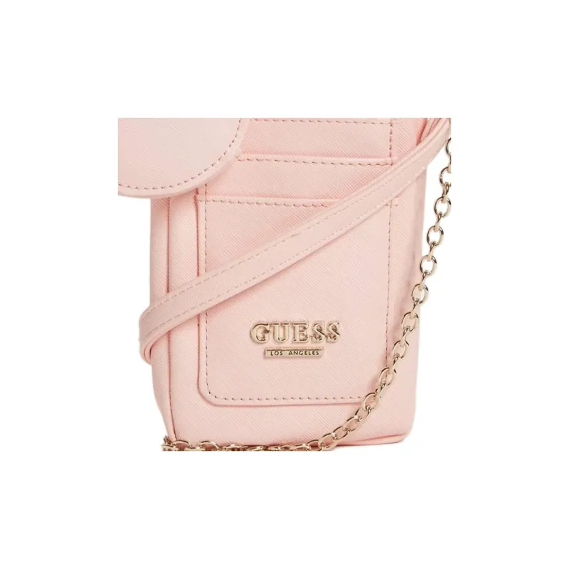 GUESS Artificial Leather One Shoulder Crossbody Cell Phone Pouch Women's Rose Pink-4