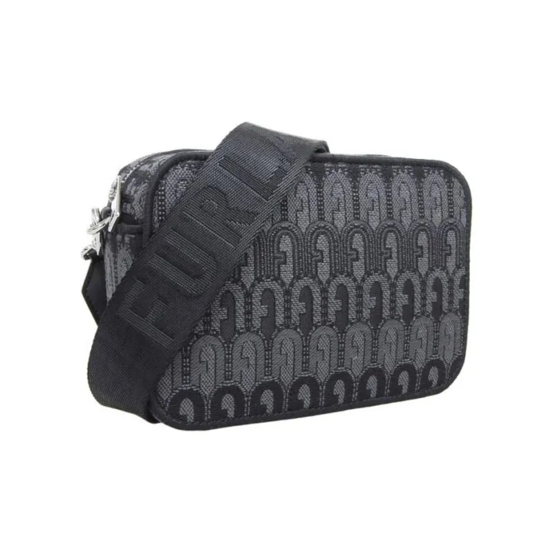 Furla Real Jacquard Fabric Crossbody Bag Shoulder Bag Mini Women's Black Multicolor-2