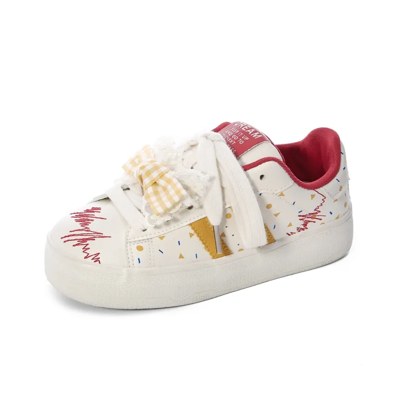 Lovely You Wear resistant And Lightweight Low Top Skateboard Shoes Women's Red Yellow-12
