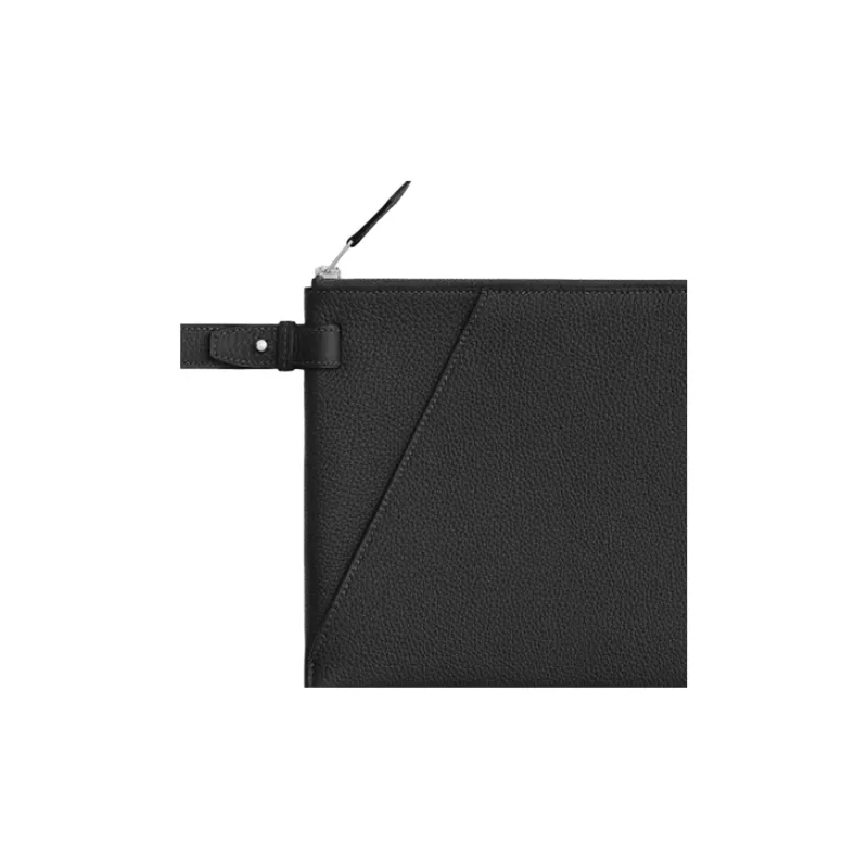 HERMES Cabavertige Togo Calfskin Clutch Men's Black-2