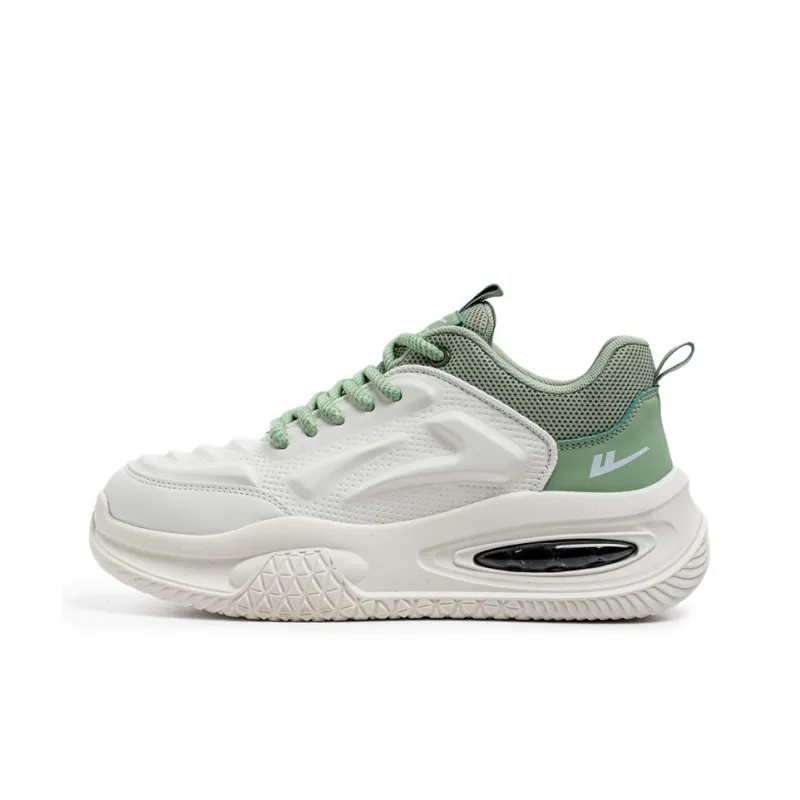 Warrior Height Increasing Wear Resistant Lightweight Slip Resistant Low Top Chunky Sneakers Men's White Green-0