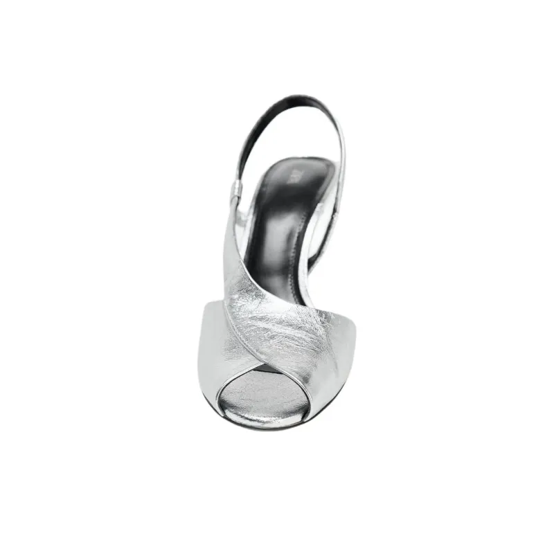 ZARA One Strap Sandals 9.5cm Women's Silver-3